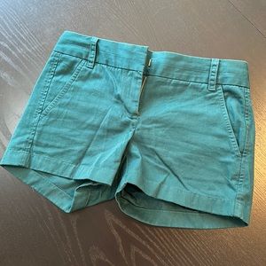 J Crew size 00 forest green 3” chino shorts